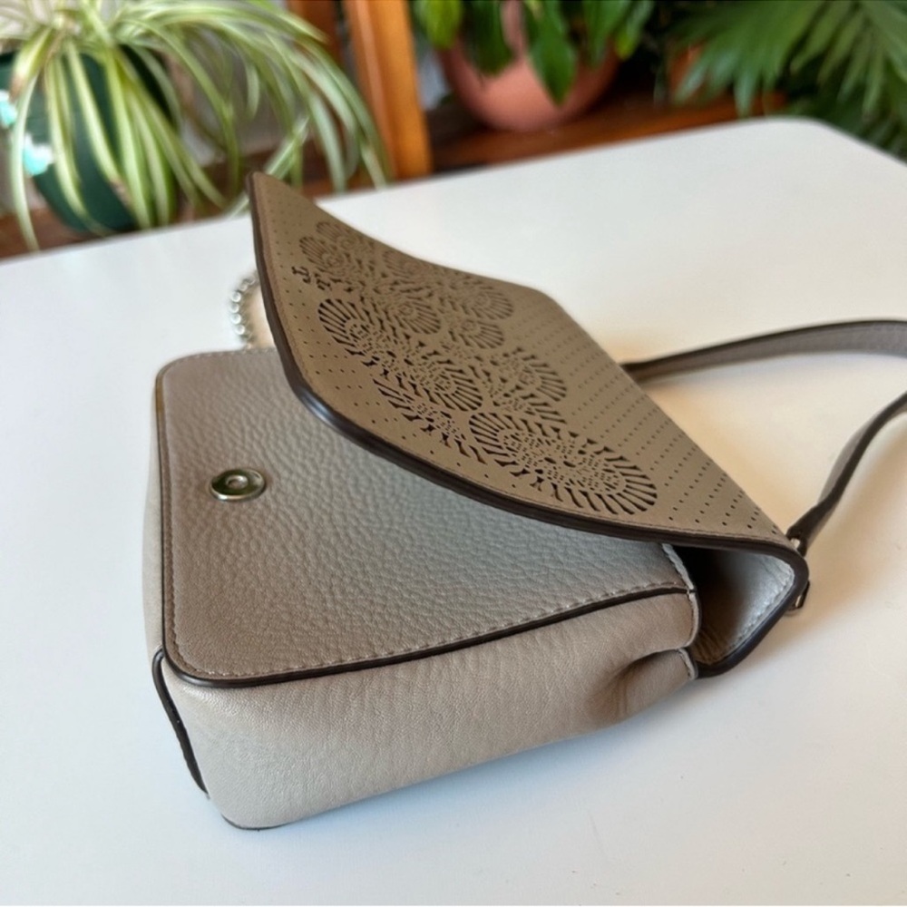 Tory Burch Perforated Leather Crossbody Bag in Gray - Picture 6 of 7